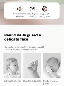 1 pieza Recortador y cortaúñas automático y suave compatible para niños, con múltiples cabezales de pulido, herramienta de aseo - Ayuda para pedicura y manicura - Multicolor - Ver 7