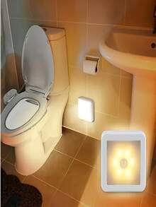 Square Motion Sensor Night Light, LED Wall Lamp, Automatic Sensor Switch, Battery Powered (Batteries Not Included), Suitable For Hallway, Corridor, Stairs, Bedside, Bathroom, Night Light, Closet Sensor Light - White - View 10