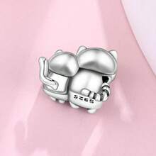 Cute Panda Animal 925 Sterling Silver Charms For Bracelets And Necklace Dangle Pendants Butterfly Elephant Dog Bead Jewelry Present For Women Family Friends - 一對小貓吊墜 - 查看 9
