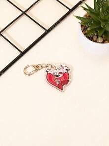 1pc Acrylic Cute Cartoon Heart-Shaped Anime Theme Keychain Pendant, Backpack Decoration/Bag Accessory/Schoolbag Accessory/Wallet Pendant, Gift For Friends - Multicolor - View 13