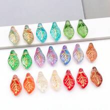 20/50颗7*12毫米金边迷你月桂叶，捷克风格玻璃散珠，用于手工DIY手链和项链配件。 - 樹葉 - 查看 12