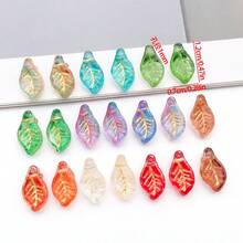 20/50颗7*12毫米金边迷你月桂叶，捷克风格玻璃散珠，用于手工DIY手链和项链配件。 - 樹葉 - 查看 5