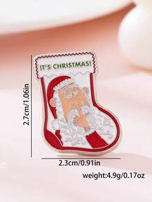 1pc Cute Santa Claus Zinc Alloy Badge Brooch - Multicolor - View 4