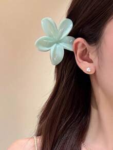 2pcs 3.15 Inch/8cm Green And Pink Marble Texture Plastic Hair Clips, Fashion Versatile Elegant Simple Solid Color Hair Claws, Suitable For Daily, Casual, Party, Beach, Vacation, Hairstyling, Face/Hair Washing, Makeup, Outfit Accessories, Autumn Fashion Hair Clips, Winter Hair Accessories, Summer Hair Clips Flower Hair Clip Elegant Claw Clip - Multicolor - View 2