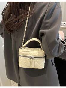 2026 Spring Fashion Embroidery Chain Strap Women's Handbag, Crossbody Bag, Minimalist Korean Style Small Square Bag - Black - View 12