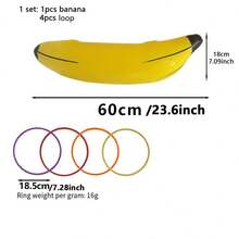 5pcs/Set Inflatable Banana Ring Toss Game, Includes 1 Inflatable Banana And 4 Plastic Rings. 3 Inflatable Bananas Perfect For Bachelor Parties, Bridal Showers, Engagement Celebrations, And Summer Pool Fun. - Multicolor - View 9