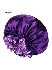 超大号双面真丝缎面睡帽，缎面发帽，可调节发套，适合睡眠、日常生活和节日送礼。 - 灰色 - 查看 10