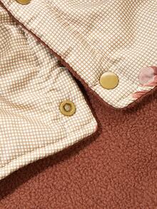 1 套秋冬宠物服装，可爱卡通印花，带牵引绳的厚夹克，保暖帽