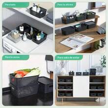 6pcs Paniers de Rangement Empilables avec Couvercles - Paniers Organisateurs Gris Résistants pour la Maison, le Bureau et la Salle de Classe - Cubes Multi-usages, 26x18.5x10.5 Cm, Organisation Maison| Solution de stockage élégante - Gris - Voir 4