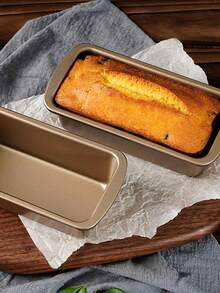 1/2pcs Gold Carbon Steel Rectangular Bread Loaf Pan, Large/Medium/Small Pound Cake Mold, Non-Stick Toast Baking Tray, Homemade Bread & Cake Baking Tool, Easy To Clean, Suitable For Home Use - Gold - View 7