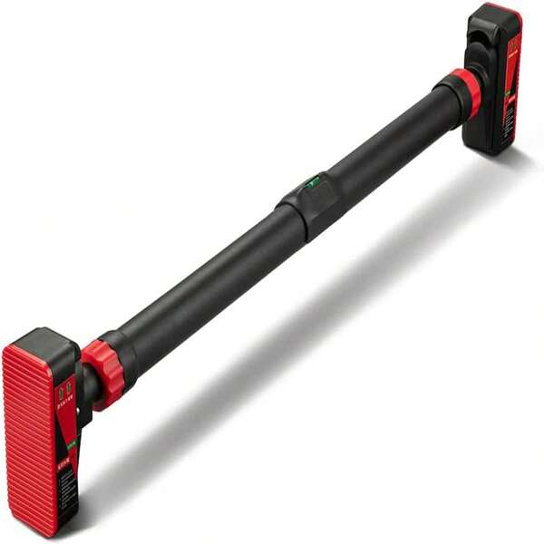 Pull Up Bar For Doorway - Adjustable No Screws Chin Up Bar For Home Gym, 440 LBS Max Load, With Level Meter & Anti-Slip Design For Strength Training  Pull Up Bar, Strength Training Pull-Up Bars For Doorways, Chin Up Bar With Level Meter And Adjustable Width 27.6"- 36.2" For Home Gym No Screws Required, Max Load 440 LBS, Black And Red