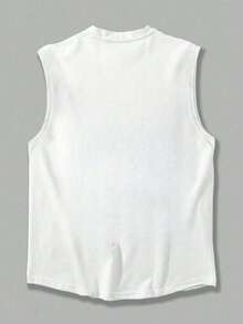 Men's Summer Casual Letter Graphic Round Neck Tank Top - White - View 4