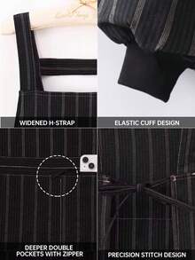 1 chiếc tạp dề dài kẻ sọc cải tiến, có khóa kéo và hai túi, thiết kế chống trượt, kiểu dáng liền thân unisex dành cho nam và nữ, dùng trong nhà bếp, làm việc, tạp dề nấu ăn, tạp dề làm bánh. - Nhiều màu - Xem 5