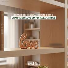 Enfeite Objeto Decoracao palavra LOVE cromado metalizado porcelana 11x8cm - Unidade - Bronze - Visão 1