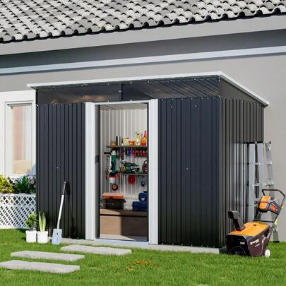 Steel Roof Panels For Garden Sheds| Mobile Homes, 12pcs Of Black Galvanized Color Steel Plates, Metal Roof Panels, Temporary And Removable, Used For Carports And Garages