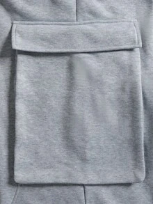 Men's Light Grey Loose Cargo Pants, Elastic Waist, Multi-Pocket, Street Style - Light Grey - View 7