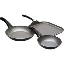 TRAMONTINA - Juego de Sartenes Verona, Batería de Cocina, Incluye 3 Piezas, Antiadherente, Color Negro - Negro - Ver 1