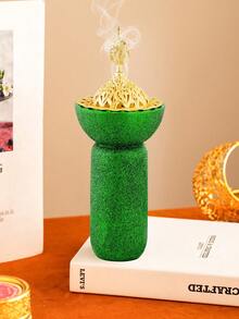 1pc Cylindrical Resin Incense Burner - Glitter Texture Luxury Style Aromatherapy Diffuser For Home, Office, Yoga & Party Gifting - Multicolor - View 18