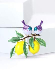 Broches de pájaro y limón esmaltados de lujo - Alfileres de animal y fruta para mujeres y unisex para fiestas casuales, accesorios de joyería, regalos para amigos, insignias y decoración - Birdie Lemon - Ver 13