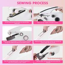 Mini Handheld Portable Electric Sewing Machine Kit For Needlework - Baby Pink - View 7