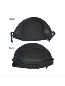 3件套编织假发帽，斜角假发帽，编织帽带，可调节帽带，适合制作假发、编织辫子 - 黑色 - 查看 6