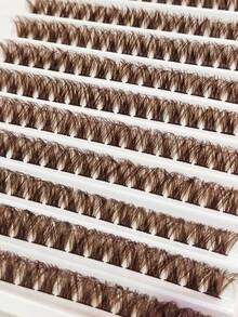 Rikuaild 10 Rows 160 PCS D Curl Brown Eyelashes Extension 100D 9-16mm Mixed Length Thick&Fluffy&Natural Look For Self Use At Home Or On-The-Go Daily Life&Dating&Travel Reusable Brown Individual Lashes Makeup - D - Xem 8