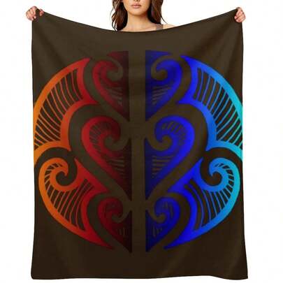 Colored Maori  Art Throw Blanket Flannels Plush Luxury Throw Picnic Blankets