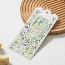 Pegatinas de panda de dibujos animados en 3D con relieve de cristal, pegatinas decorativas lindas para niñas, teléfonos - Multicolor - Ver 12