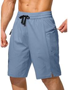 Men's Swim Trunks Quick Dry Board Shorts With Zipper Pockets Beach Shorts Bathing Suits Men - No Mesh Liner - Light Blue - 查看 12