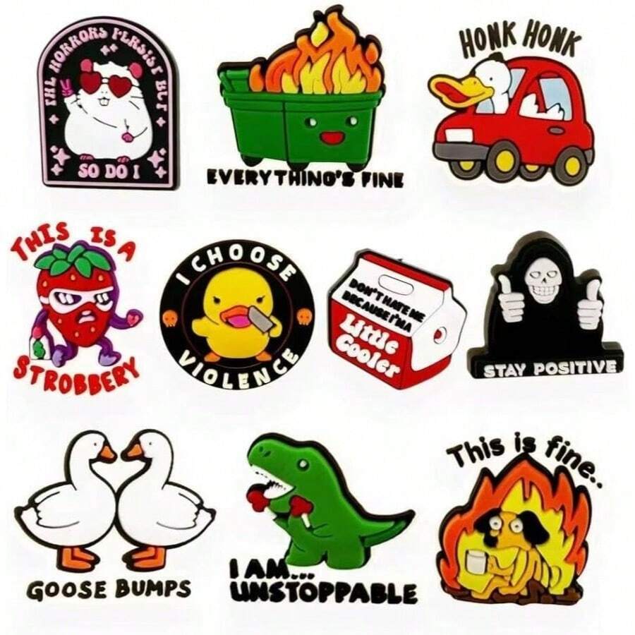 10PCS Funny Shoe Charms Adults, Funny Shoes Decoration Charms Clog Slides, Humor Shoe Charms Adults Men Women Teen Gifts - 最初的 - 查看 1