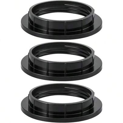 3 Pack Lamp Shade Black Collar Ring E27 Inside Threaded Diamter 1 - 1/2 Inch Socket Ring Retainer And Adapter