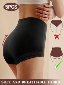 MIOTAN 5条装女士高腰网眼内裤，收腹提臀，交叉绑带设计，日常内衣 - 彩色 - 查看 4