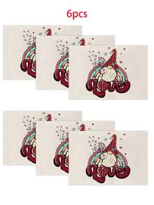 1件/4件/6件/60件装 涤纶情人节爱心精灵餐垫，防污，适用于家居、餐厅、餐桌装饰、乔迁、生日礼物 - 彩色 - 查看 19