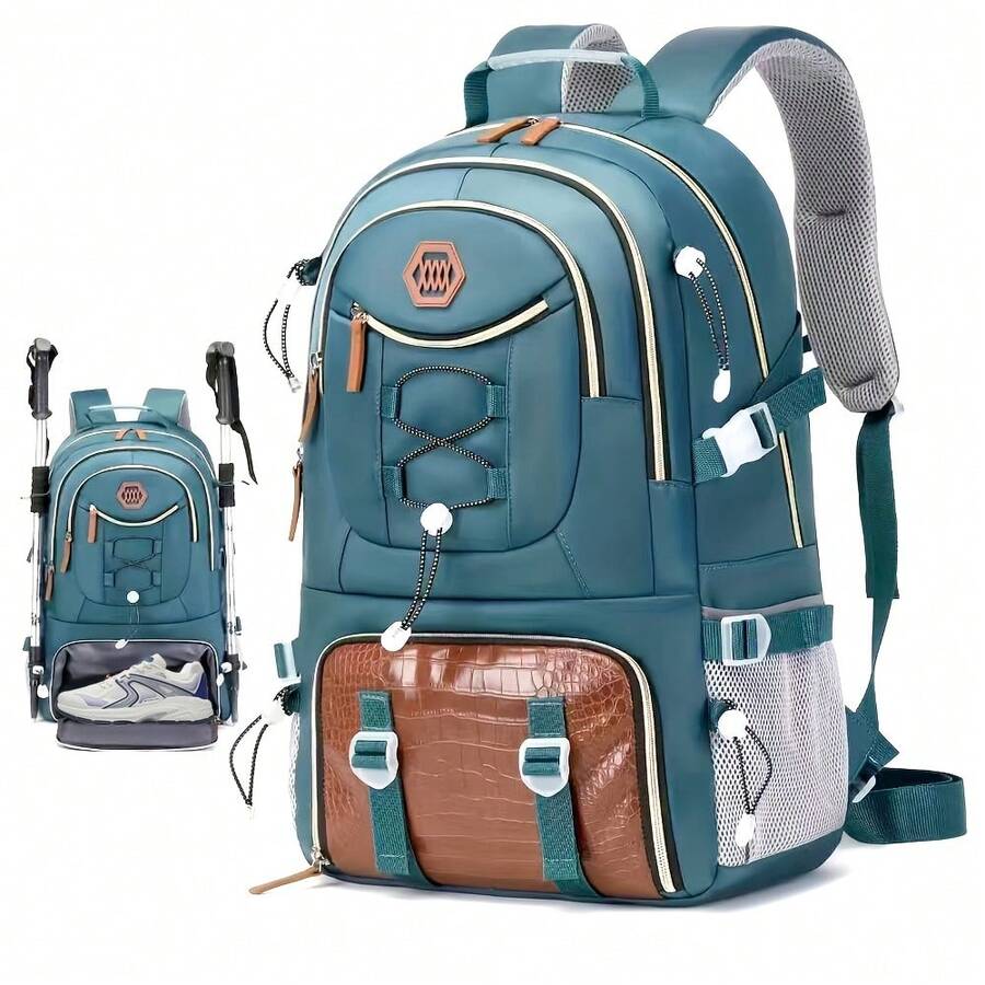 Outdoor Travel Backpack, Large Capacity Sports Camping Backpack, Unisex Laptop Backpack, With Shoe Warehouse, Schoolbag, Computer Backpack Travel Business Casual Backpack, Easter Valentine's Day Gift - Silvery Gray - View 1