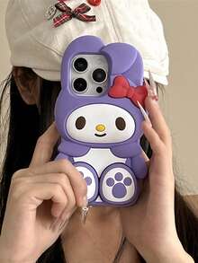 3pcs Sanrio Authorized Cartoon Cute Footprint & My Melody Silicone Phone Case Compatible With IPhone 16 Pro Max, 15, 13/14 Pro Max - Multicolor - View 1