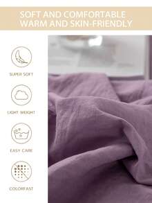 3Pcs Solid Color Duvet Cover Set, Soft & Breathable, Wrinkle-Resistant, Full Size (1 Duvet Cover + 2 Pillow Shams, No Filling), Suitable For All Seasons. Soft & Comfortable, Suitable For Dorm, Home Bedroom, Hotel Use. With Zipper Closure And Pillow Shams, Multi-Color Soft , Extra Large Bedding Set, Extra Large Duvet Cover Suitable For Room Decor, Travel And Dorm (Boys/Girls) - Lilac Purple - View 6