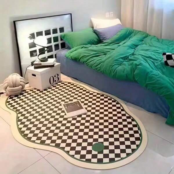 1 件装方格装饰地毯，客厅地毯，地垫，客厅区域地毯，小地毯，地垫，家居装饰，大客厅地毯，圆形地毯，客厅家居装饰，房间装饰，可水洗地毯