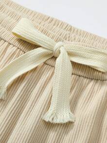 Men's Corduroy Lightweight Casual Trousers For Spring And Summer, Comfortable To Wear, With Drawstring And Pockets, Machine Washable. - Apricot - View 2