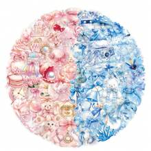 125张粉蓝色透明PET薄膜贴纸，色彩鲜艳，美观大方，适用于水瓶、日记本、笔记本电脑、行李箱、保险杠、手机、剪贴簿、滑板车、头盔、汽车等，卡通贴纸和装饰贴花 - 彩色 - 查看 6