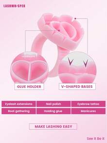 50/200/400个/瓶 心形睫毛胶环 - 含睫毛胶支架和扇形杯，专业睫毛嫁接用品 - 彩色 - 查看 7
