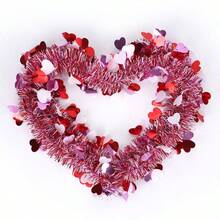 Valentine's Day Red White Pink Heart Fringe Streamers Foil Tinsel Ribbons For Wedding Bedroom Party Venue Atmosphere Decoration Bridal Shower Engagement Birthday Celebration Romantic Home Festive Decor Supplies - 紅色 - 查看 7