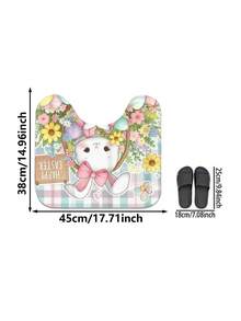 1pc/3pcs Spring Easter Cute Bunny Basket Pattern Bath Mat, Machine Washable 1200g/㎡ Polyester Fiber Decorative Floor Mat, 10mm Thick, TPR Non-Slip Bottom, Soft & Absorbent, Foldable & Easy Care, Suitable For Bathroom, Shower, Toilet, Living Room, Entryway, Easter Home Decor, Multi-Scene Use, Easter Gift - Multicolor - View 9