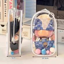 1个手提/收纳袋，适用于毛绒玩具、PVC化妆包、透明大容量整理袋，可收纳充电器、数据线、耳机、圣诞装饰品、圣诞礼物包装袋（不含玩偶）