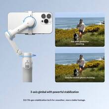 DJI Osmo Mobile 7 Lättviktig Gimbal Stabilisator för Smartphone, Smart Spårning, Selfiepinne, Livestreaming, Vloggning - Beige - Visa 3