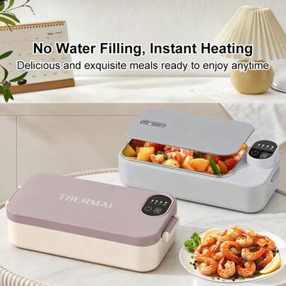 Electric Heated Lunch Box, Rechargeable Thermal Lunch Box, 304 Stainless Steel Electric Heating Lunch Box, USB Powered Portable Heated Lunch Box