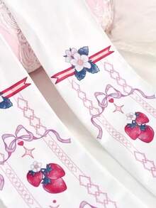 Cute Strawberry Bow Pastoral Whimsical Sweet Innocent Lolita Soft Moe Lolita Tights - Multicolor - View 6