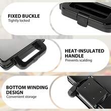 Vandise 1200W Deep Fill Sandwich Maker, 4 Slice Toaster, Dual Non-Stick Grills, Fast Heating Auto Temp Control, Stainless Steel - UK Plug(220-240V) - View 3