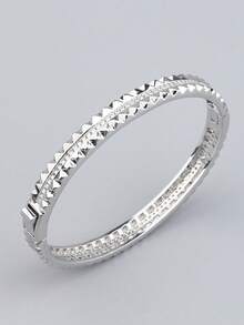 falinne 1件S925纯银镶钻菱形铆钉手链，时尚朋克风饰品，情人节送给女朋友的礼物 - 龐克鉚釘手鐲 - 查看 6