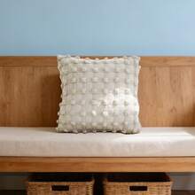 1pc European Style Pillow Cover Decoration Farmhouse Cushion Cover Bohemian Style, Square Cushion Cover Three-Dimensional Grid Decoration, Suitable For Living Room Sofa Bed Bedroom Car, Home Decoration - Beige - View 4