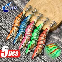 5个装夜光钓鱼饵 - 鱿鱼钩，逼真的虾和墨鱼造型，海水人造饵 - 彩色 - 查看 2